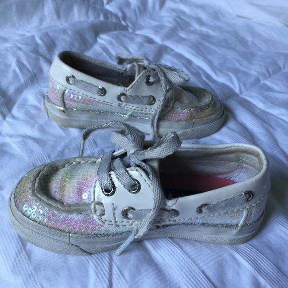 Adorable toddler white/iridescent sequins Sperrys! - Picture 6 of 7